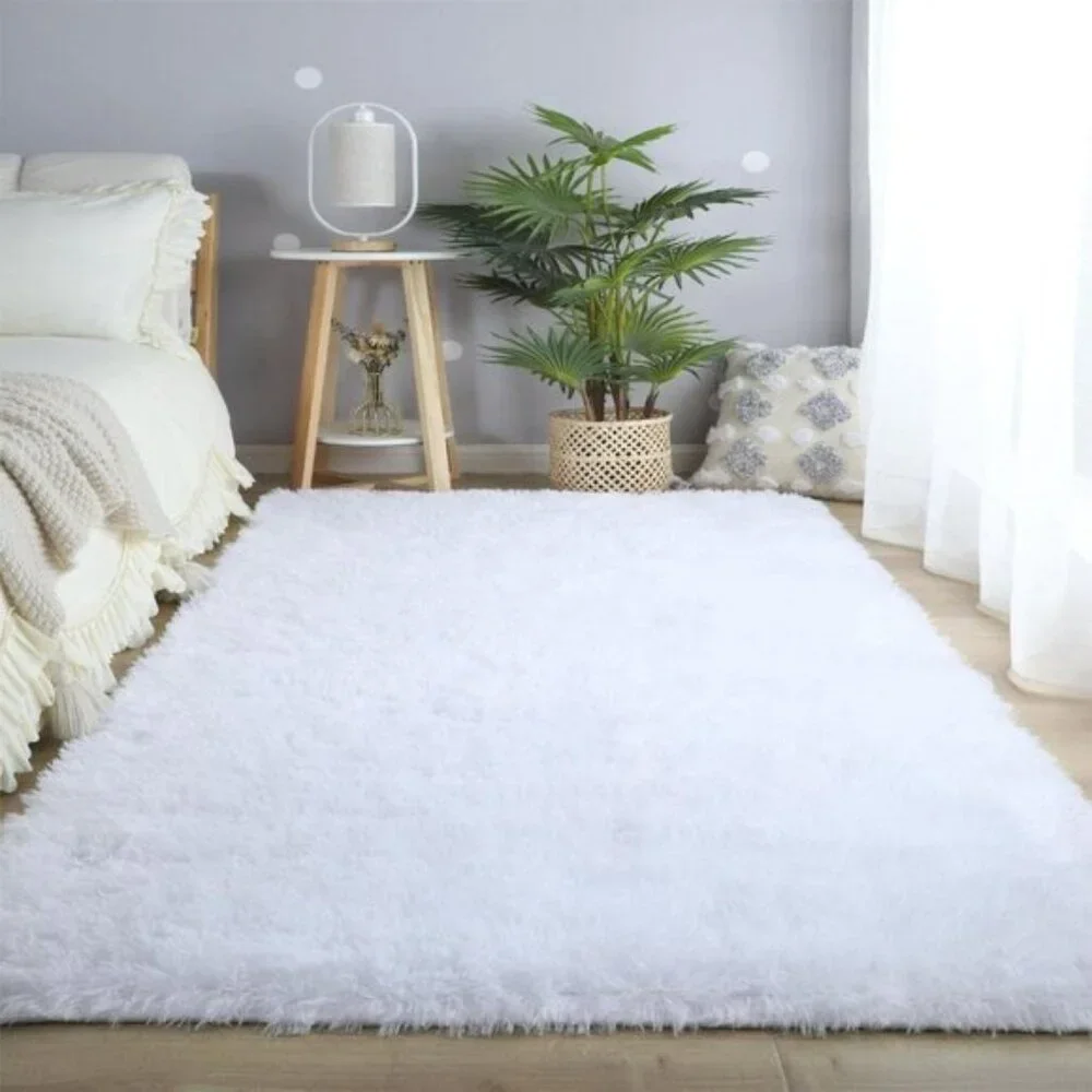 New 5x7 White Shag Area Rug, Ultra Soft Fluffy Non-Skid Plush Carpet for Home